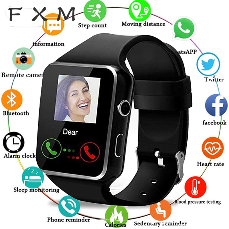 FXM Smart Watch Digital With Camera Support SIM TF Card Touch Screen Alarm Clock Sleep Monitoring Sports Watch For Kid Men Women - Watch Galaxy lk