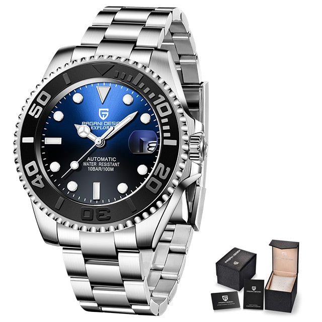 PAGANI DESIGN Men Stainless Steel Automatic Watch Top Brand Waterproof Mechanical Wristwatch Luxury Business Watches Men relogio - Watch Galaxy lk