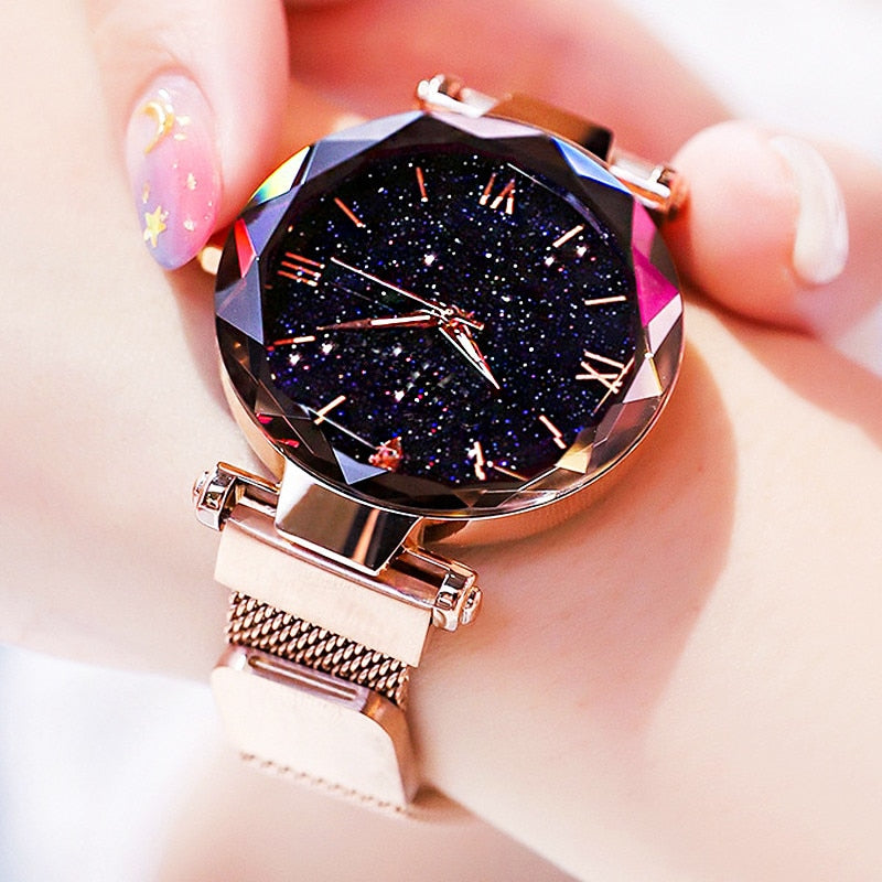 Women's Fashion Starry Sky Watches Magnet Buckle Mesh Belt Diamond Quartz Watch Women Dress Clock relogio feminino - Watch Galaxy lk