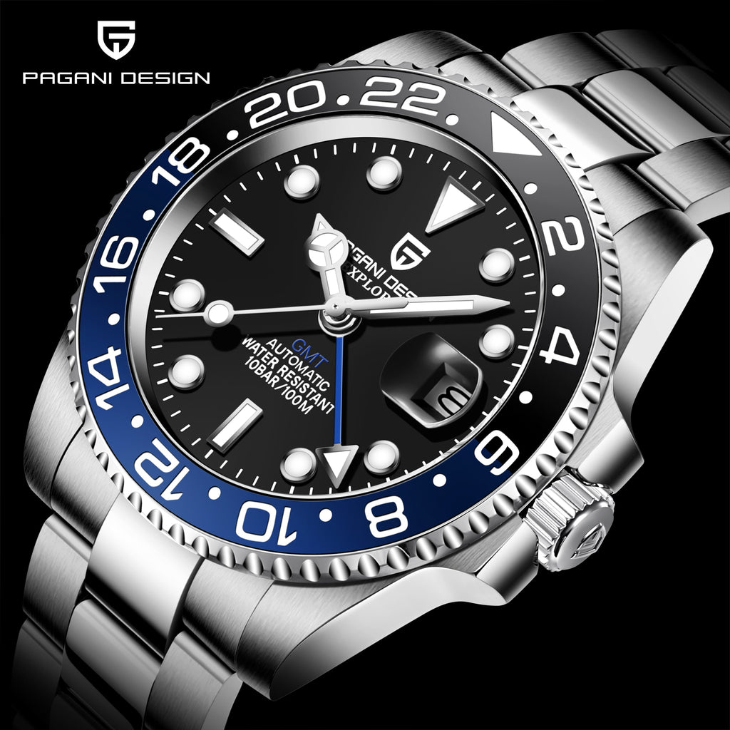 PAGANI DESIGN 2020 Luxury Men Mechanical Wristwatch Stainless Steel GMT Watch Top Brand Sapphire Glass Men Watches reloj hombre - Watch Galaxy lk