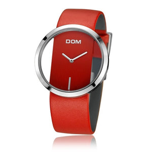 DOM Watch Women luxury Fashion Casual 30 m waterproof quartz watches genuine leather strap sport Ladies elegant wrist watch girl - Watch Galaxy lk