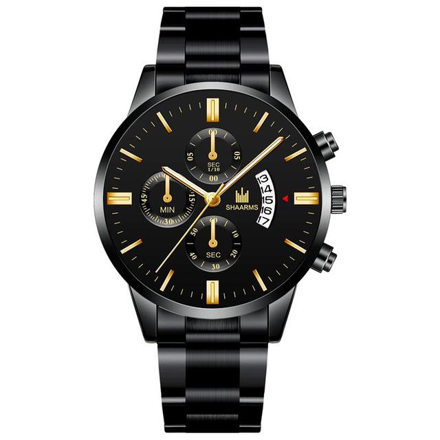 Men luxury business Military Quartz watch golden stainless steel band men watches Date calendar male clock Relogio direct watch - Watch Galaxy lk