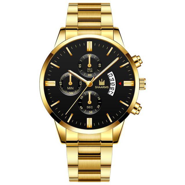 Men luxury business Military Quartz watch golden stainless steel band men watches Date calendar male clock Relogio direct watch - Watch Galaxy lk