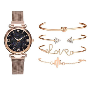 5pcs Set Luxury Women Watches Magnetic Starry Sky Female Clock Quartz Wristwatch Fashion Ladies Wrist Watch relogio feminino - Watch Galaxy lk