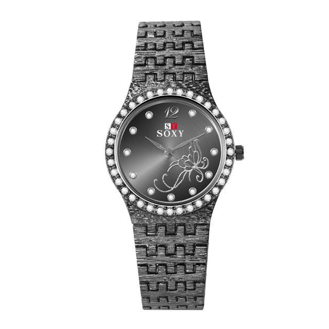 New Women Bracelet Watches Fashion  Rhinestone  Women's Watches Flower Butterfly   Exquisite  Casual Ladies Watch Female Clock - Watch Galaxy lk