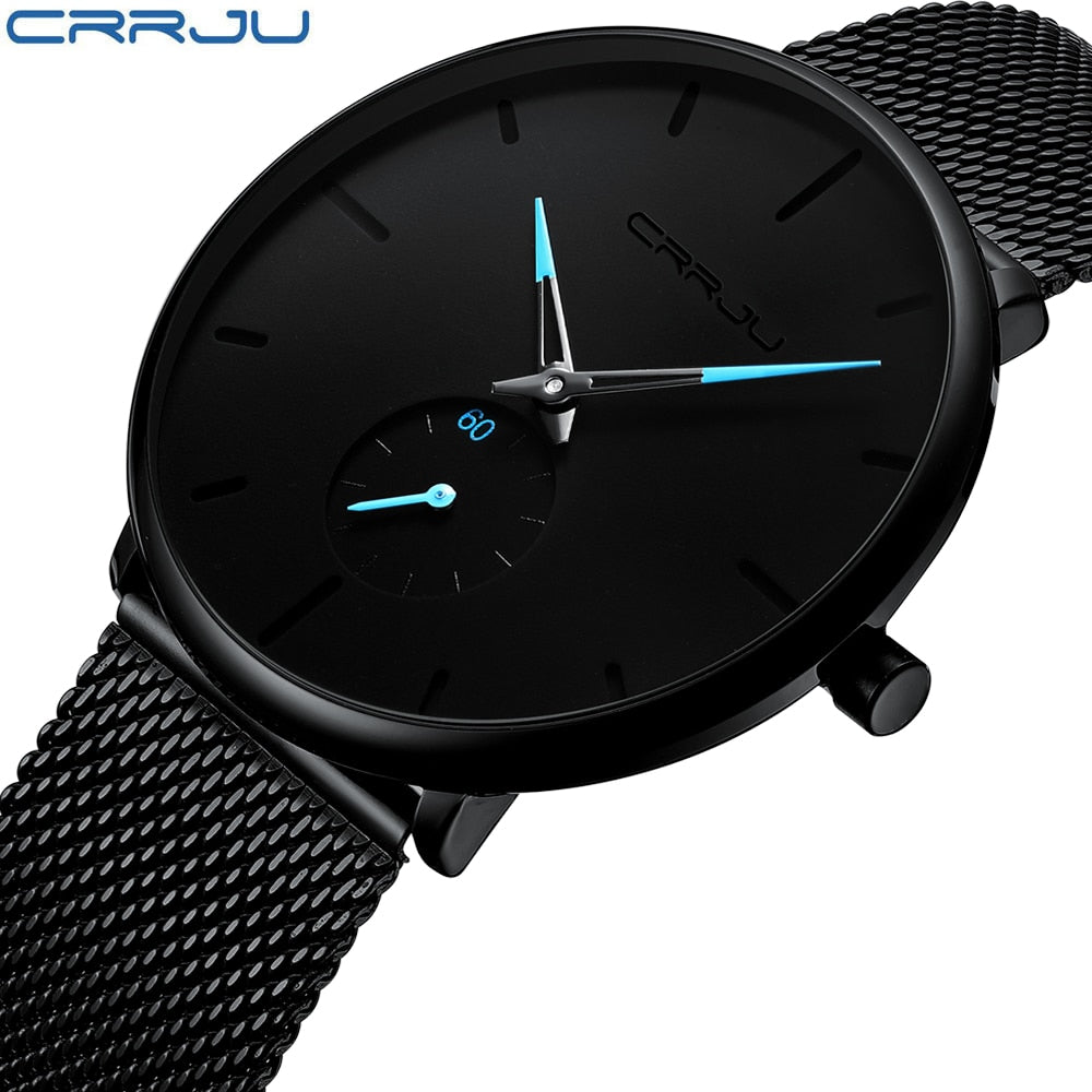 CRRJU Fashion Mens Watches Top Brand Luxury Quartz Watch Men Casual Slim Mesh Steel Waterproof Sport Watch Relogio Masculino - Watch Galaxy lk