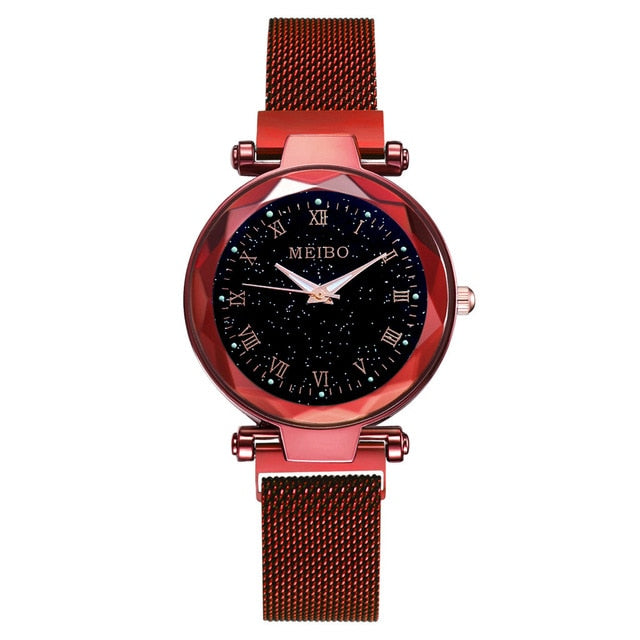Relogio Feminino Fashion Women Starry Sky Watches Magnetic Mesh Belt Watch Women Dress Luminous Quartz Wristwatch Zegarek Damski - Watch Galaxy lk
