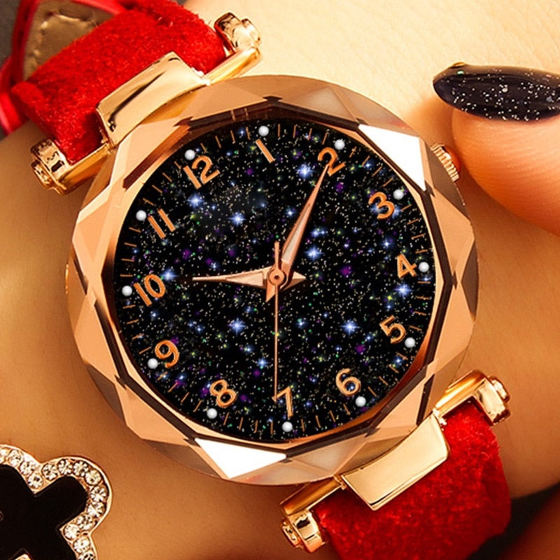 Casual Romantic Starry Sky Watches For Women Fashion Leather Band Quartz Wrist Watch Women Watches Ladies Clock Relogio Feminino - Watch Galaxy lk