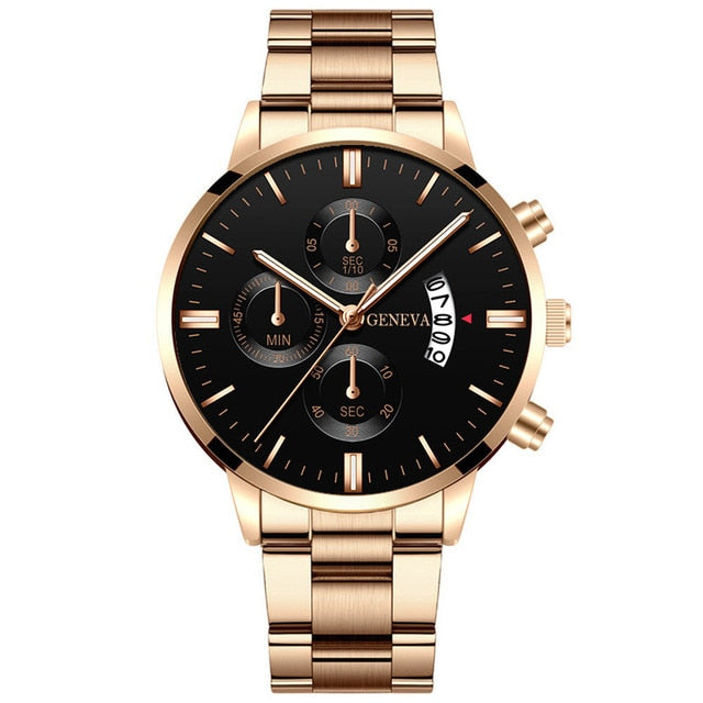 Men's Watch Fashion Trend Men's Stainless Steel Luxury Watch Automatic Calendar Watch Quartz Watch Men's Business Casual Watch - Watch Galaxy lk