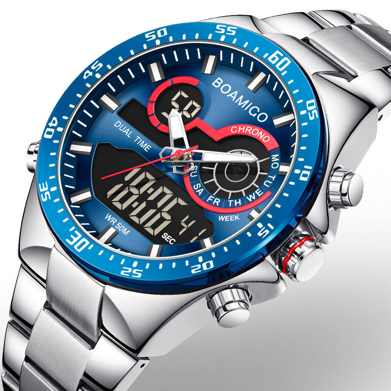 BOAMIGO 2020 New Fashion Mens Watches Stainless Steel Top Brand Luxury Sports Chronograph digital analog male Quartz Watch Men - Watch Galaxy lk