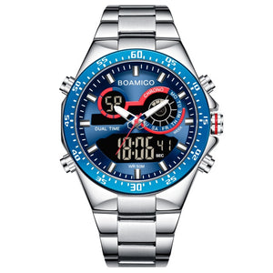 BOAMIGO 2020 New Fashion Mens Watches Stainless Steel Top Brand Luxury Sports Chronograph digital analog male Quartz Watch Men - Watch Galaxy lk