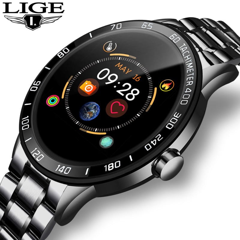 LIGE 2020 New steel smart watch men  smart watch sport For iPhone Heart rate blood pressure Fitness tracker Creative smartwatch - Watch Galaxy lk