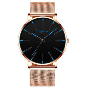 GENENA Luxury Men‘s Watch Fashion Mens Watches Brand Blue Mesh Belt Business Watch Men Quartz Wristwatch Clock Relogio Masculino - Watch Galaxy lk