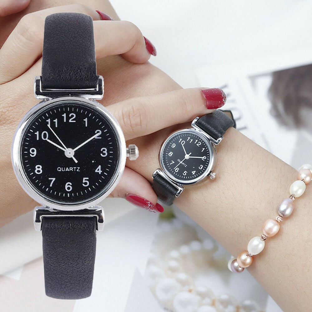 Classic Women's Watches Casual Quartz Leather Strap Band Watch Round Analog Clock Wrist Watches - Watch Galaxy lk